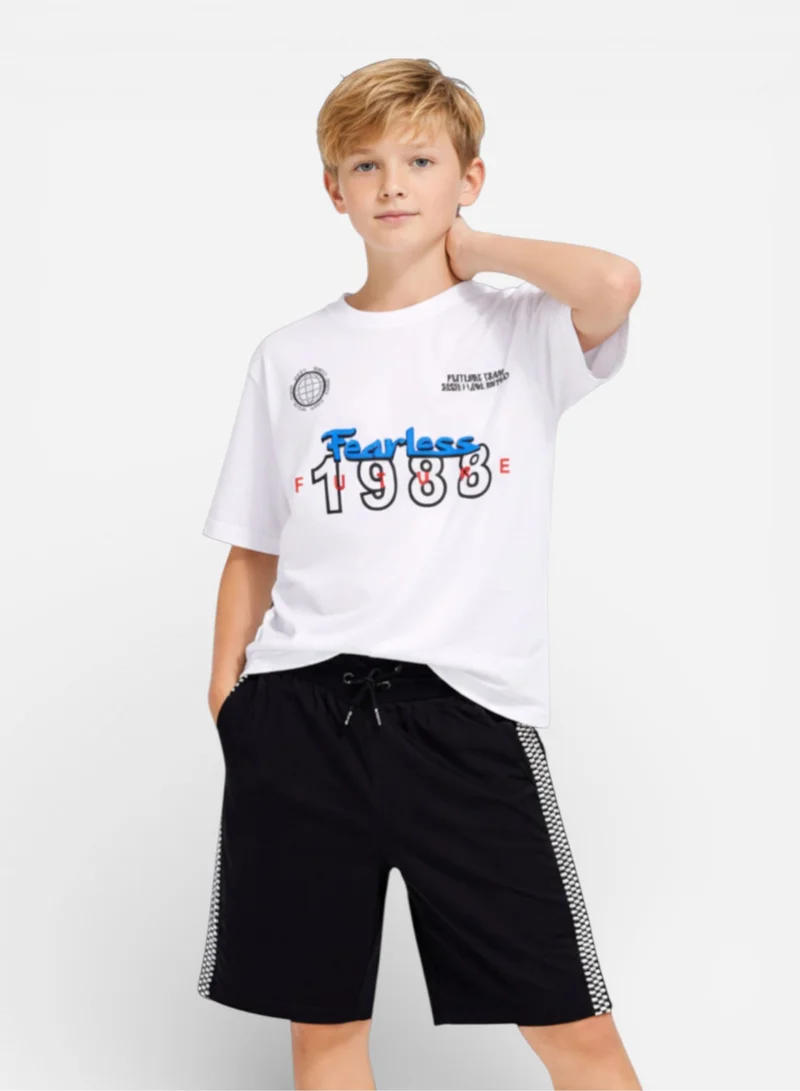 victor and jane Boys Fearless 1988 T-Shirt & Black Shorts Set
